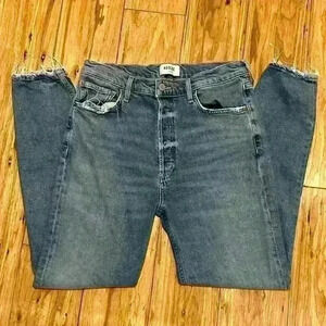 AGOLDE High Rise Raw Hem Button Fly Slim Jeans Style A093F-1140 Nico Size 29